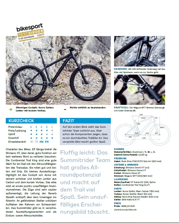 Testbericht Summitrider X12 Enduro - Bikesport 1 / 2017